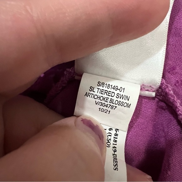 Old Navy XXL Lilac Tiered Strappy Dress in Artichoke Blossom 💯 Cotton P1 - Picture 7 of 7